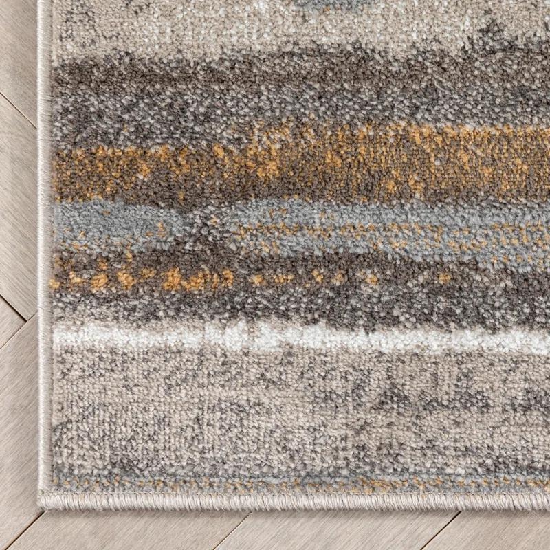 Wade Logan® Chimene Makai Modern Abstract Striped Gray Rug