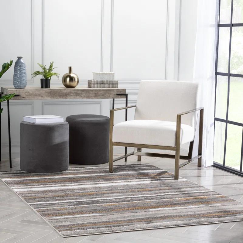 Wade Logan® Chimene Makai Modern Abstract Striped Gray Rug