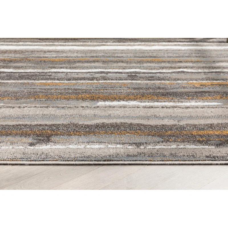 Wade Logan® Chimene Makai Modern Abstract Striped Gray Rug