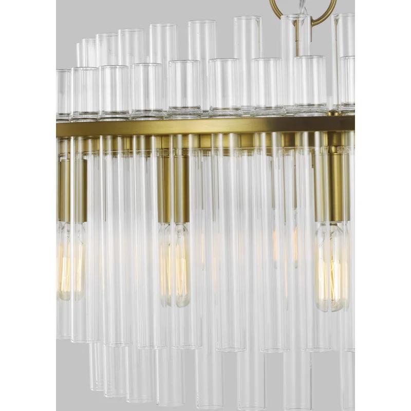 Beckett Burnished Brass 12-Light Drum Chandelier with Clear Glass Shades