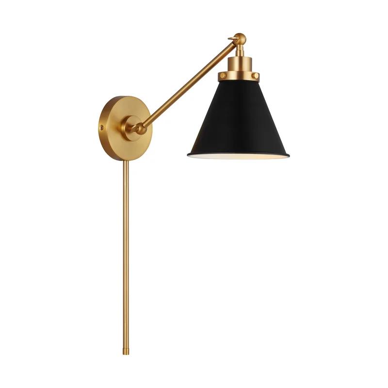 Midnight Elegance Dimmable Black and Brass Swing Arm Sconce