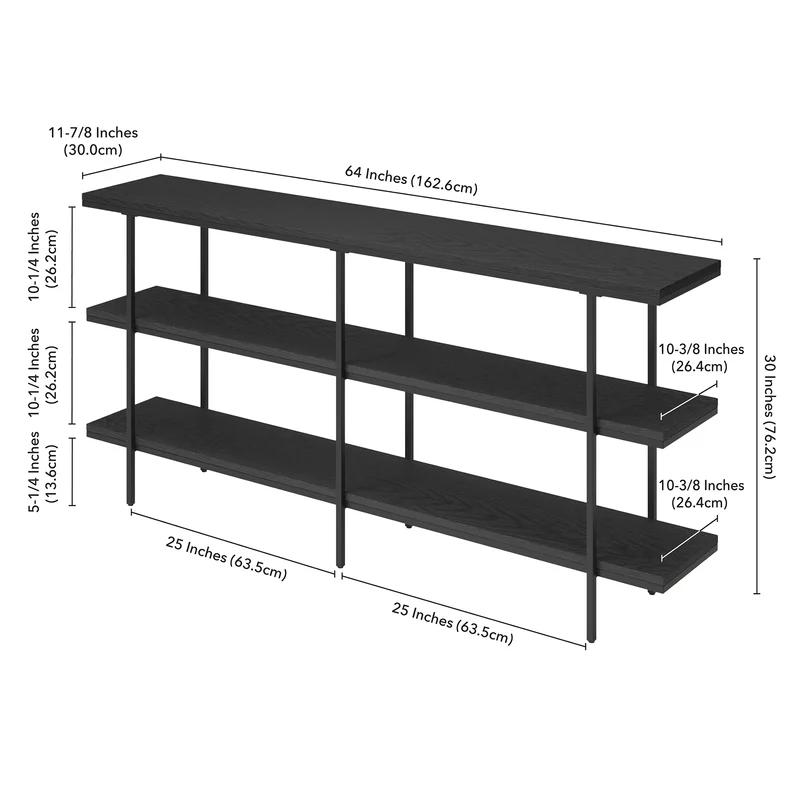 Harper 64'' Black Grain Console Table with Storage