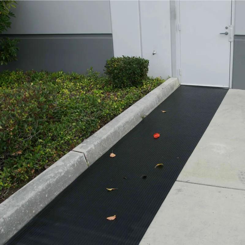 Wide-Rib Corrugated Black Rubber Traction Mat - 48" x 72"