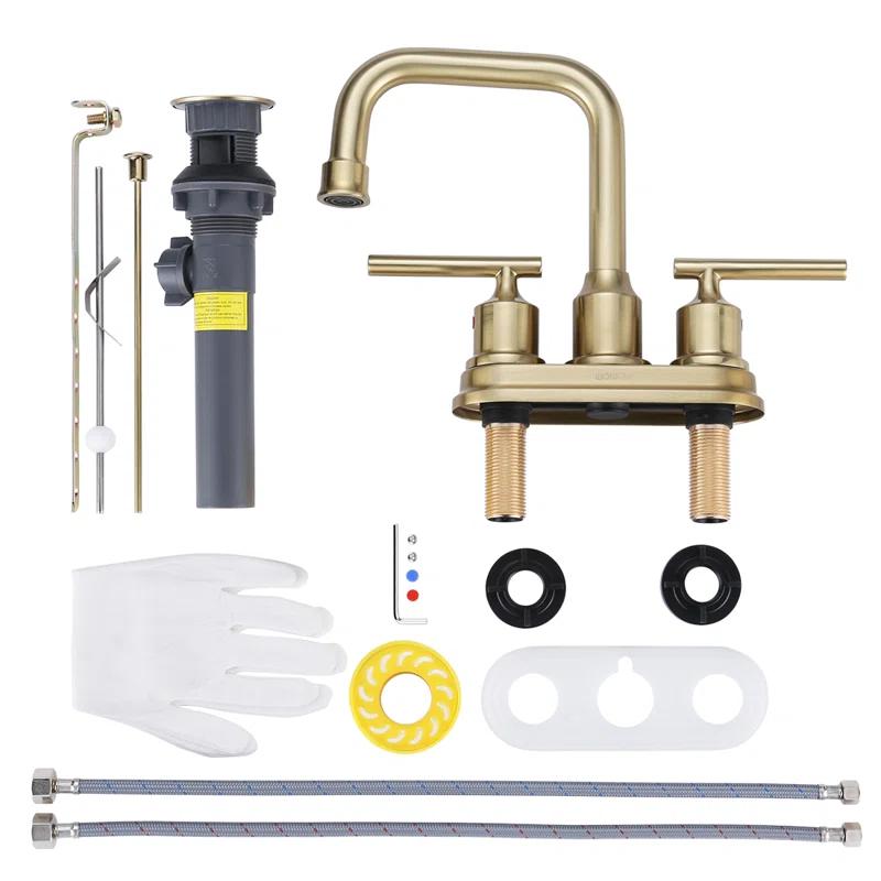 Centerset 2-handle Bathroom Faucet with Drain Assembly