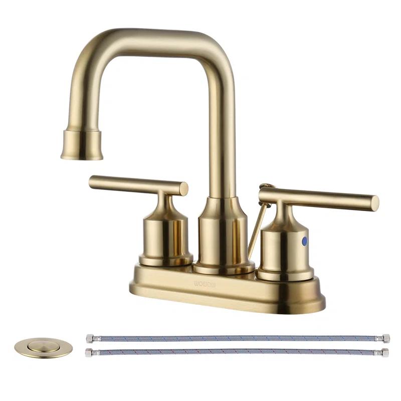 Centerset 2-handle Bathroom Faucet with Drain Assembly