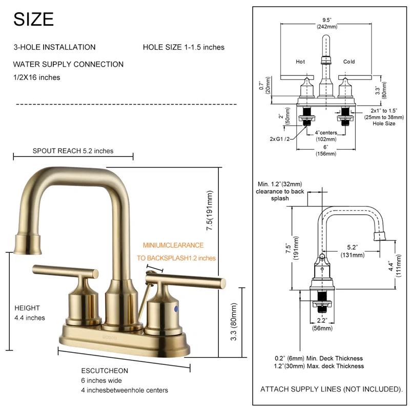 Centerset 2-handle Bathroom Faucet with Drain Assembly