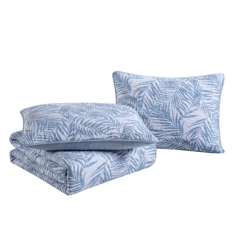 Blue Canal Full Cotton Reversible Quilt Set