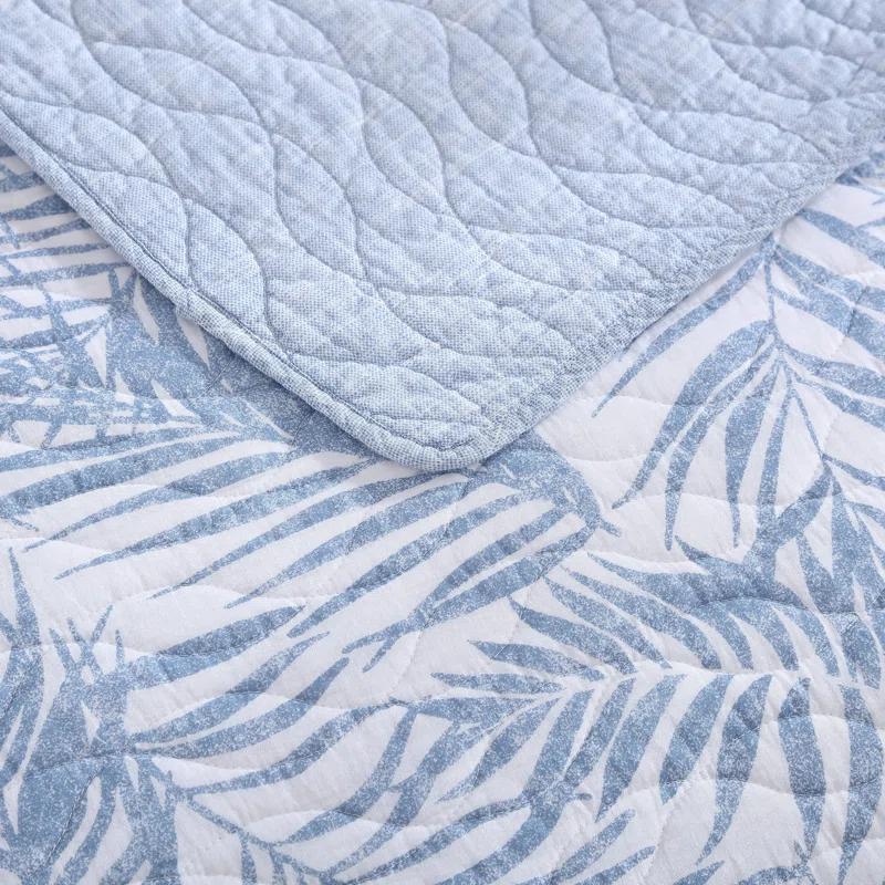 Blue Canal Full Cotton Reversible Quilt Set