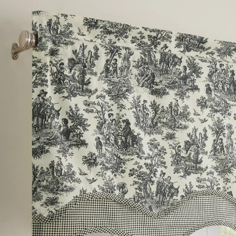 Charmed Life Toile Cotton Scalloped 52'' W Window Valance