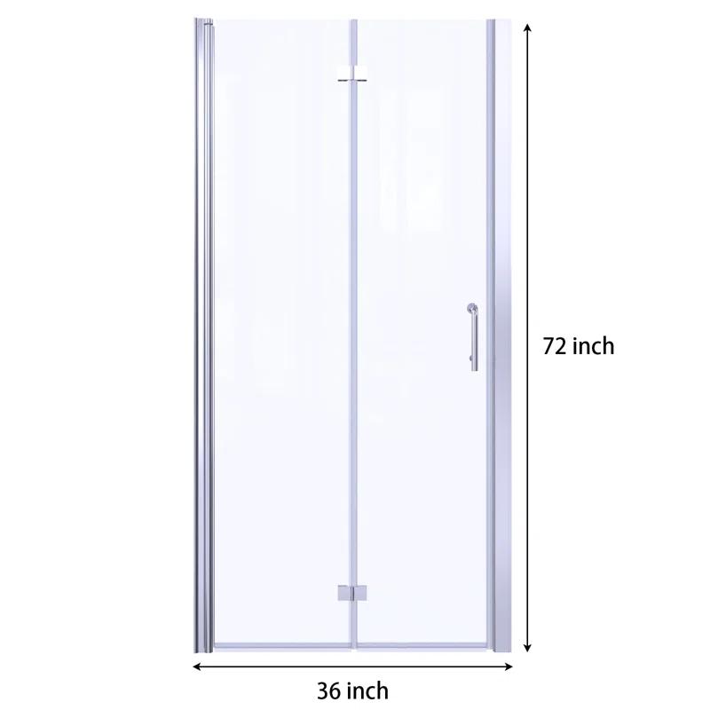 36'' W x 72'' H Bi-Fold Semi-Frameless Shower Door with Clear Glass