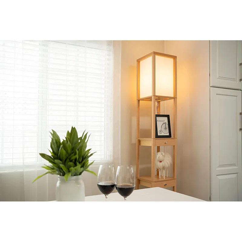 Latitude Run® 72" Column Floor Lamp With Shelves and 3 Drawers