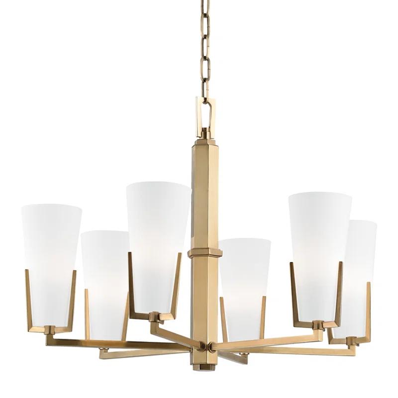 Contemporary Upton 26" Beige Brass & Crystal Chandelier