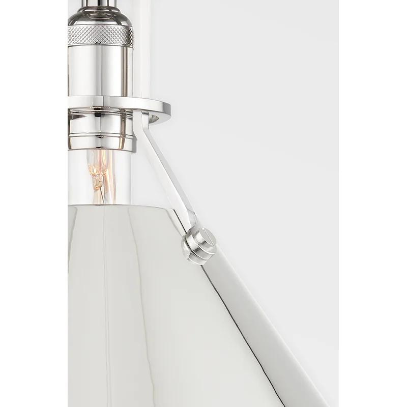 Elegant Polished Nickel 1-Light Pendant with Brass Shade