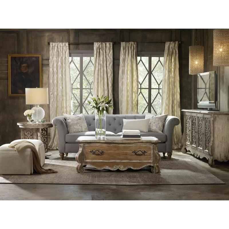 Traditional Brown Rectangular Wood Coffee Table with Storage