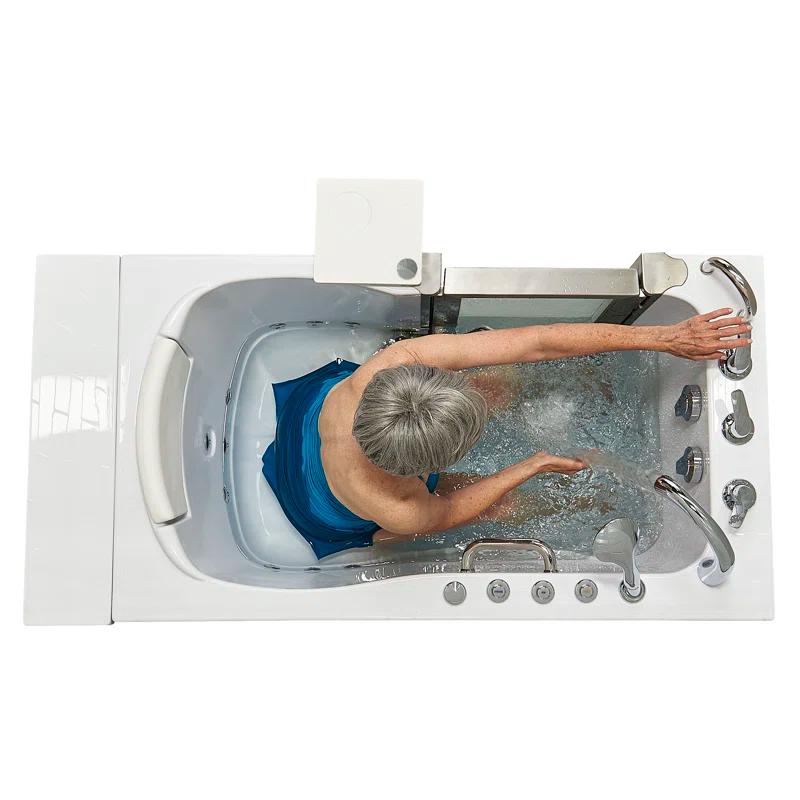 Royal 32"x52" Acrylic Air and Hydro Massage Walk-In Bathtub, FastFill Faucet, Carrara Wall Surround