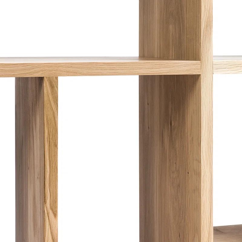 Natural Oak Geometric Bookcase with Multiple Shelves