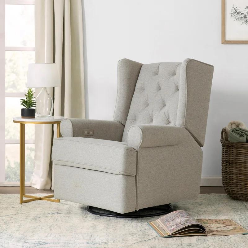 Harbour Performance Grey Eco-Weave Tufted Swivel Recliner