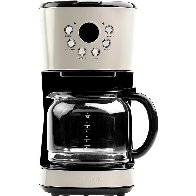 Retro Putty 12-Cup Programmable Coffee Maker with Strength Selector