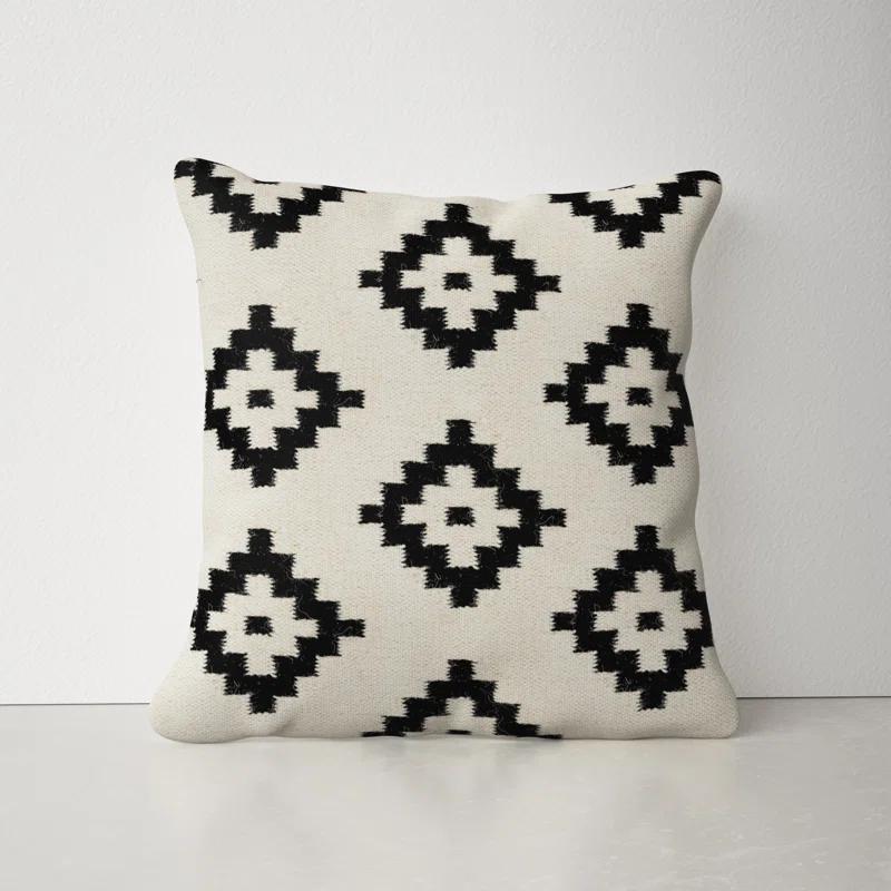 Shiprock Square 20" Geometric Wool and Cotton Throw Pillow