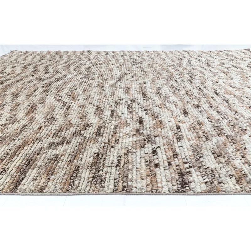 Catskills Essence Hand-Knotted Wool Shag Rug in Natural Shades, 5'x8'