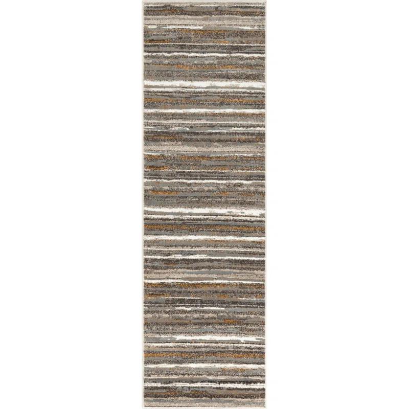 Wade Logan® Chimene Makai Modern Abstract Striped Gray Rug