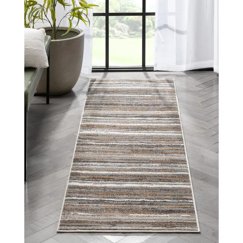 Wade Logan® Chimene Makai Modern Abstract Striped Gray Rug