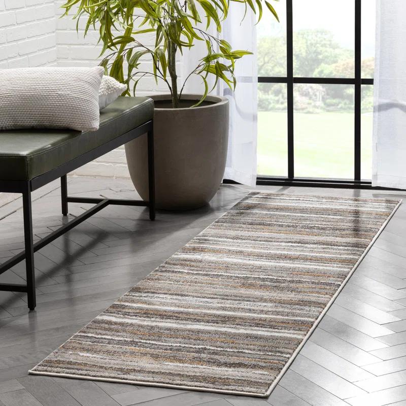 Wade Logan® Chimene Makai Modern Abstract Striped Gray Rug
