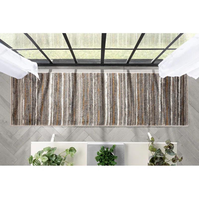 Wade Logan® Chimene Makai Modern Abstract Striped Gray Rug