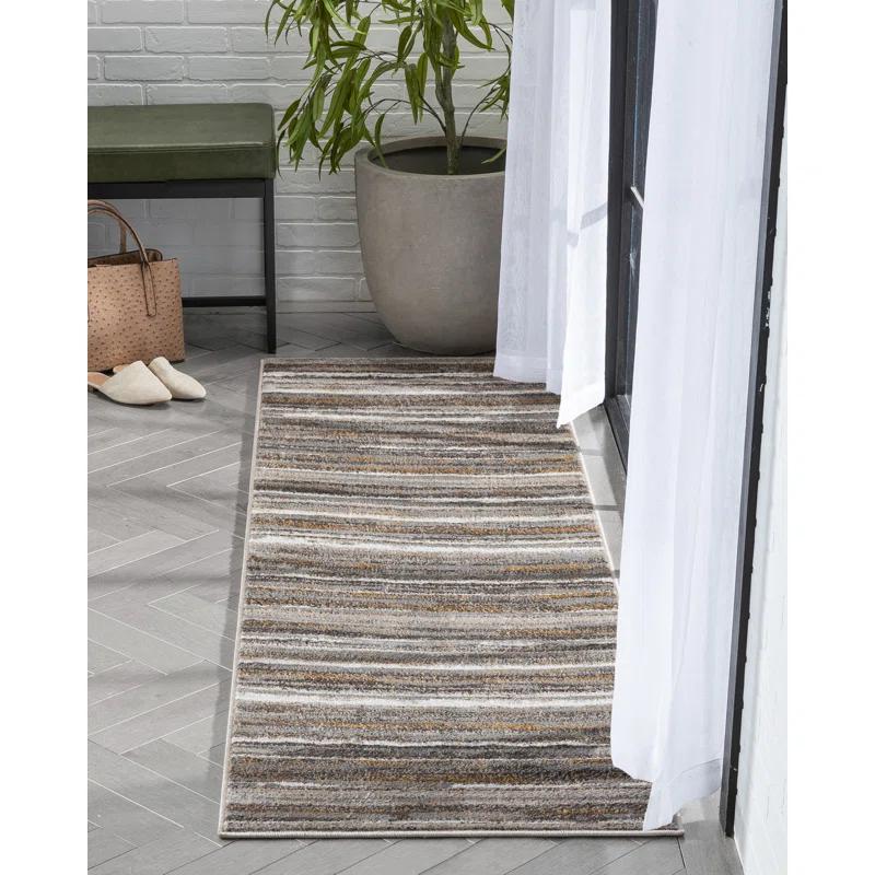 Wade Logan® Chimene Makai Modern Abstract Striped Gray Rug