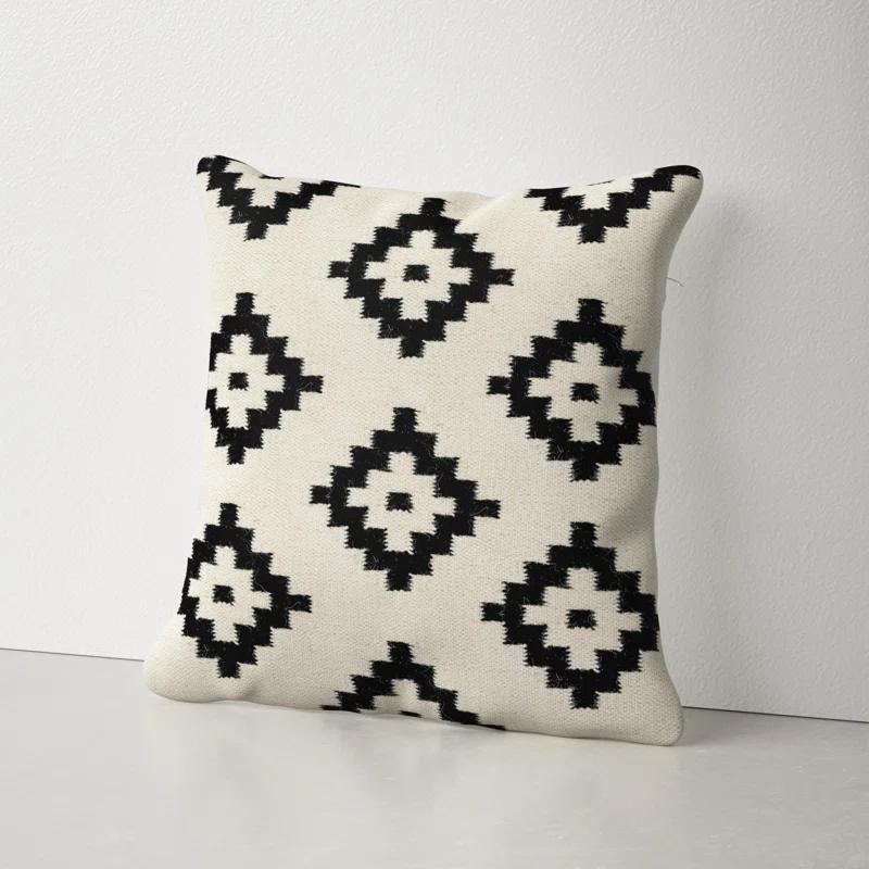 Shiprock Square 20" Geometric Wool and Cotton Throw Pillow