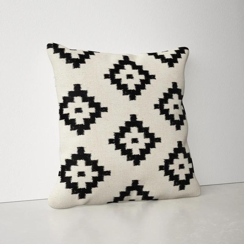 Shiprock Square 20" Geometric Wool and Cotton Throw Pillow