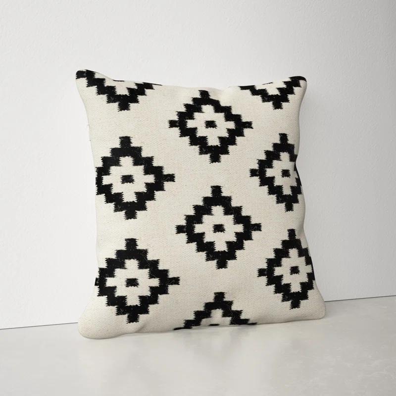 Shiprock Square 20" Geometric Wool and Cotton Throw Pillow