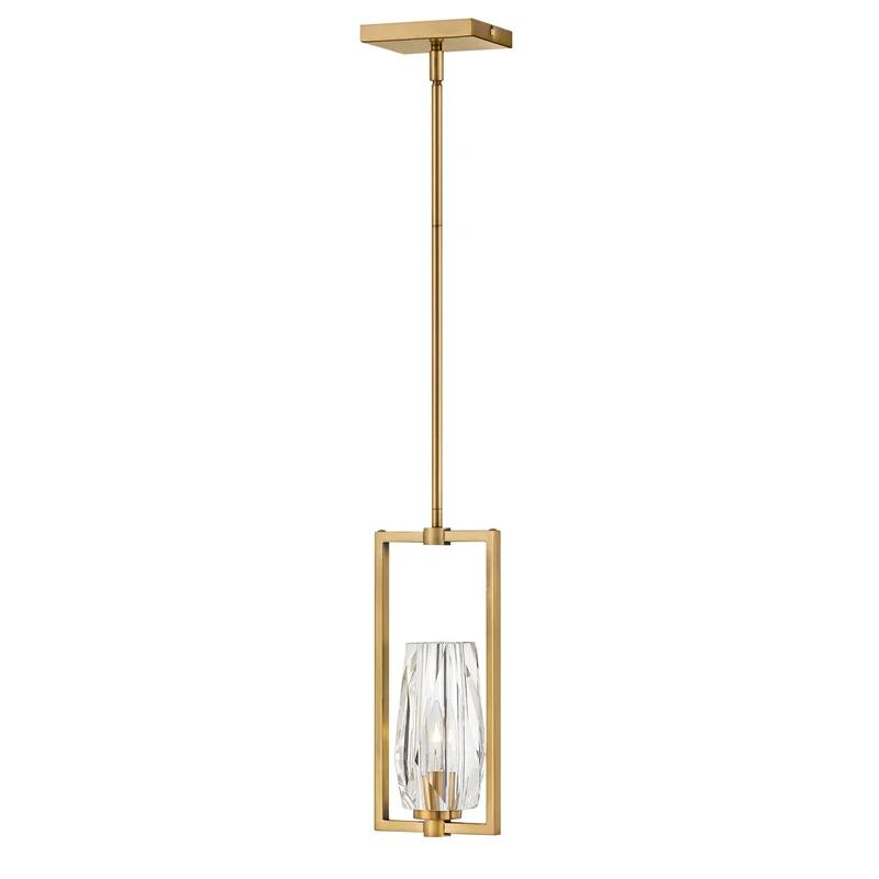Heritage Brass Crystal Pendant with Dimmable Incandescent Light