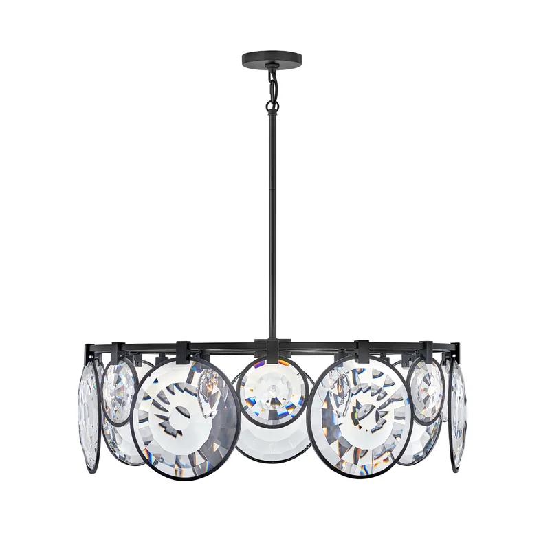 Nala Optic Crystal 7-Light LED Black Drum Chandelier