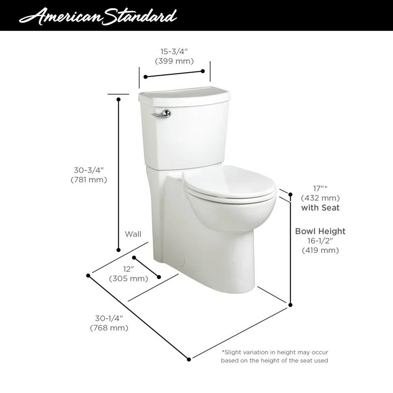 American Standard Cadet 1.28 Gallons GPF Elongated Comfort Height Floor Mounted Two-Piece Toilet (Seat Included)