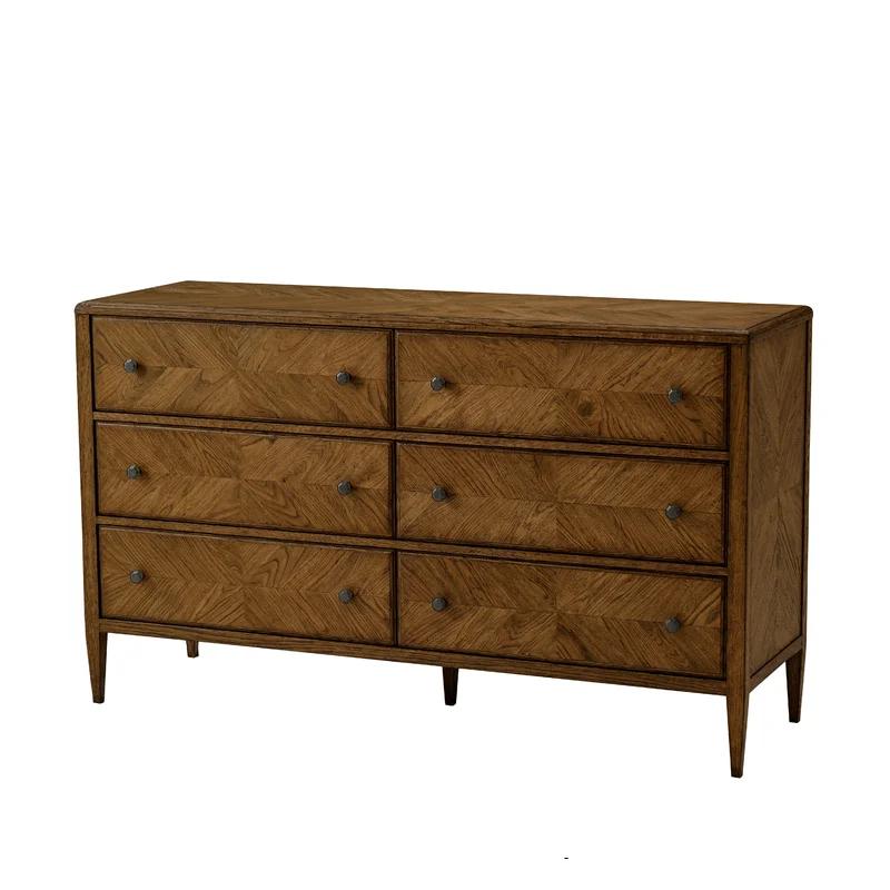 Nova 6-Drawer Dusk Oak Dresser with Verde Bronze Handles