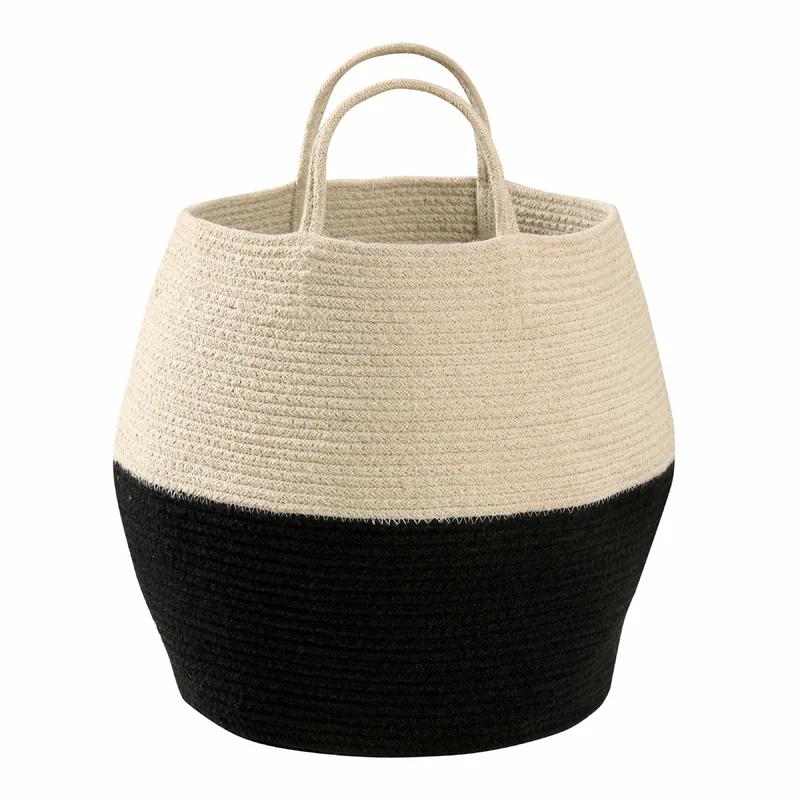 Zoco Black-Natural Round Fabric General Storage Basket