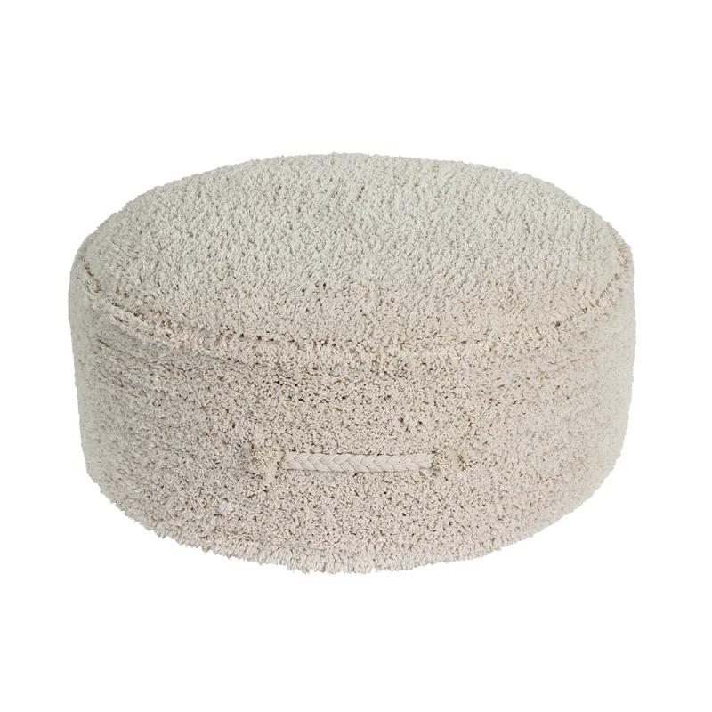 Natural Round Braided Pouf with Removable Washable Cover