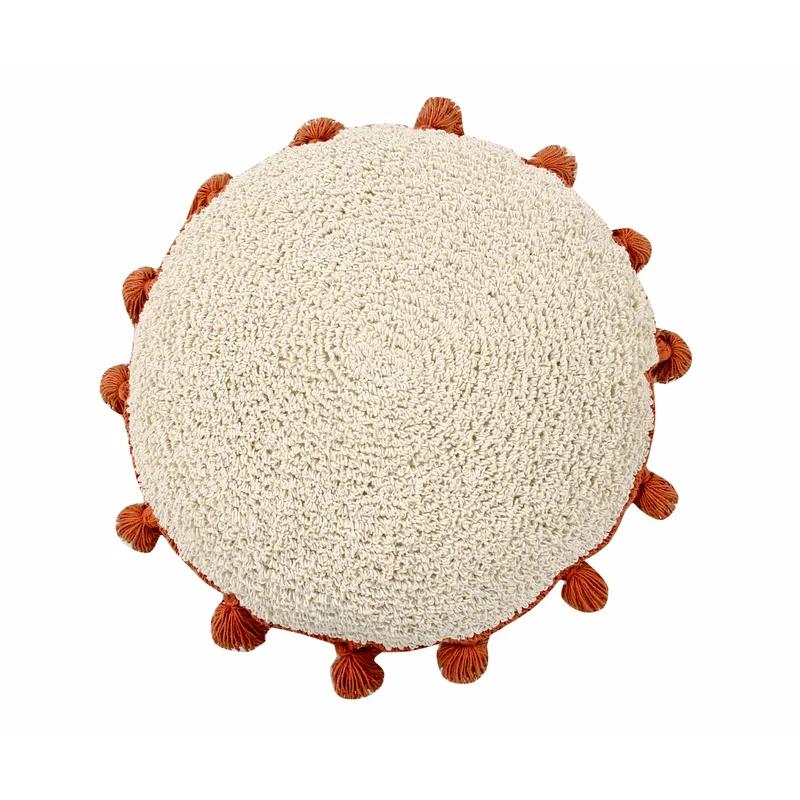 Kids Round Terracotta Tassel Cotton Blend Decorative Pillow