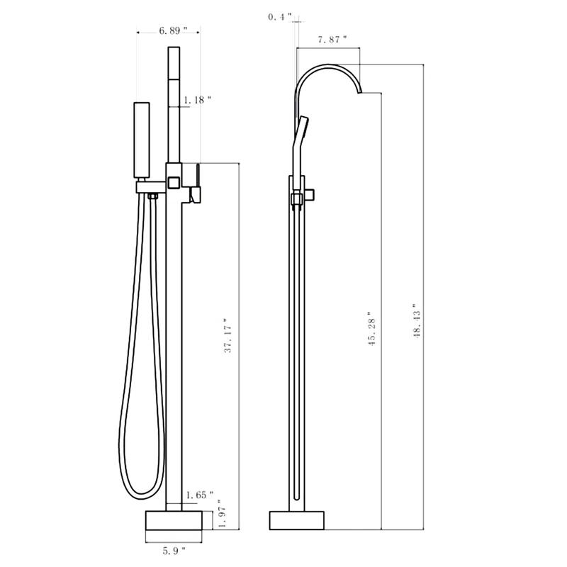 Floor Tub Spout with Diverter