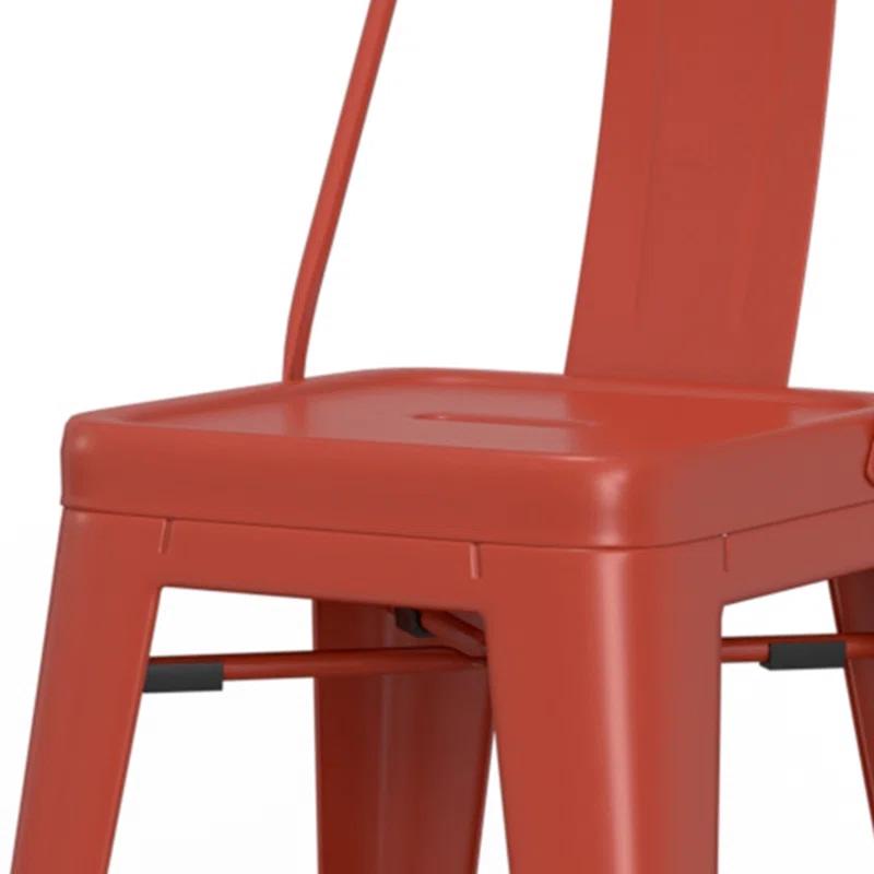 Simpli Home Rayne Metal Industrial Stool with Curved Back, Cross-Brace, and Footrest
