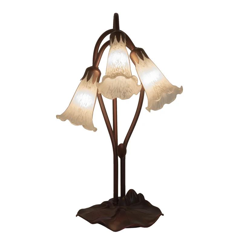 Winter White Tiffany Pond Lily 16" Mahogany Bronze Table Lamp