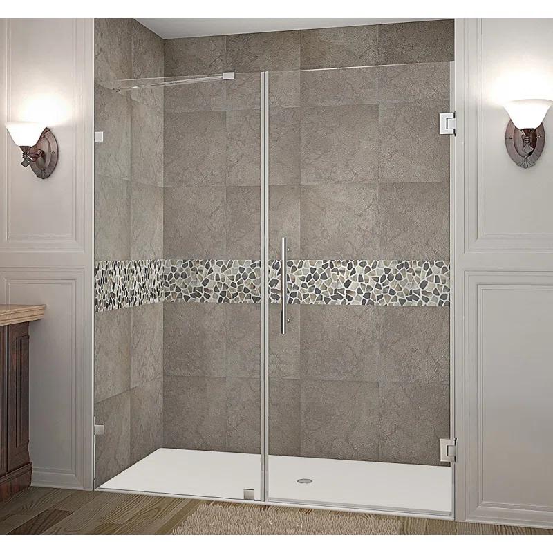 Nautis 72" H Hinged Frameless Shower Door