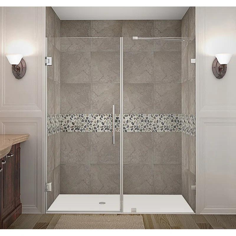 Nautis 72" H Hinged Frameless Shower Door
