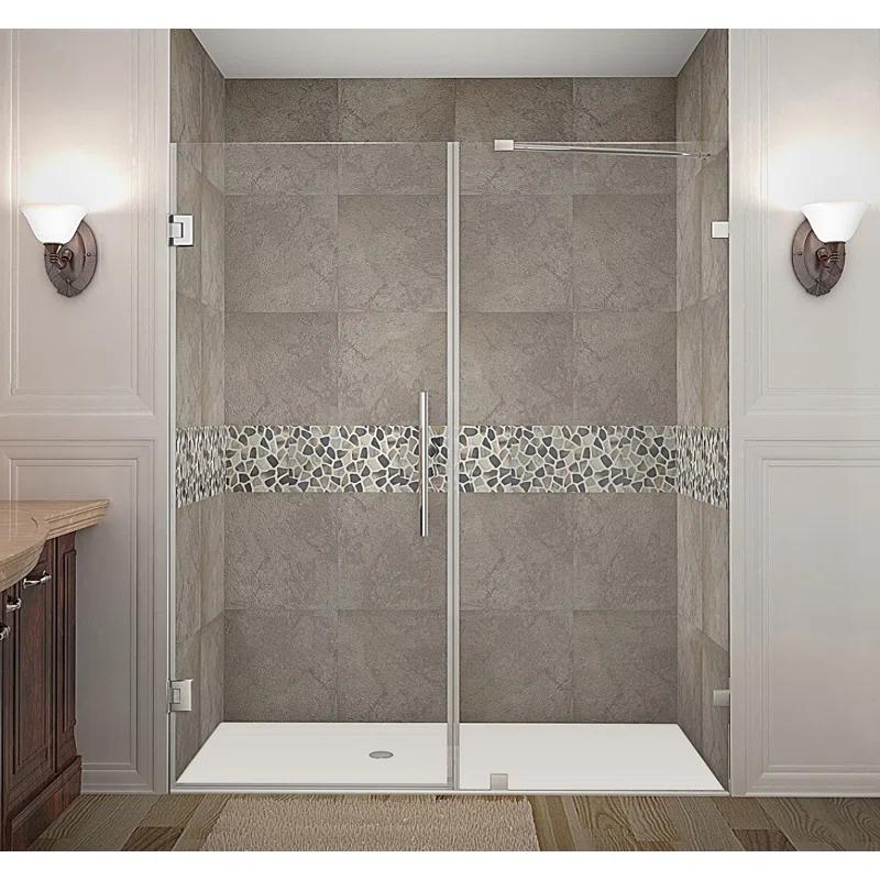 Nautis 72" H Hinged Frameless Shower Door