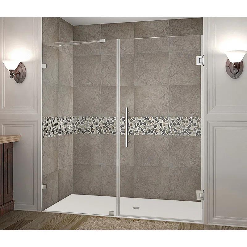 Nautis 72" H Hinged Frameless Shower Door