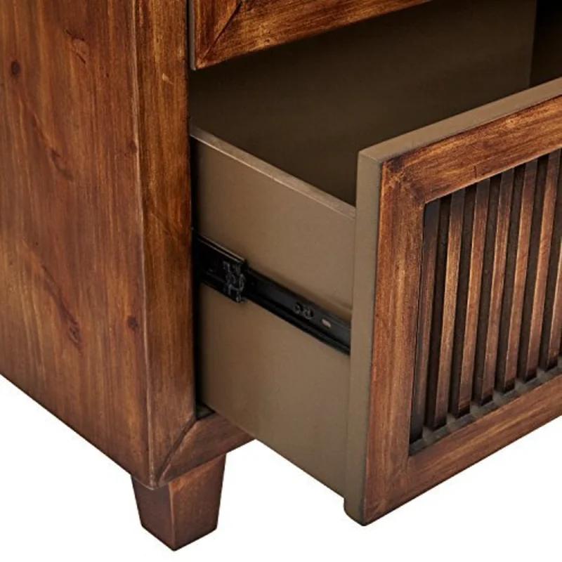 Sawyer Minimalist Ash Wood 2-Drawer Cabinet in Walnut Brown