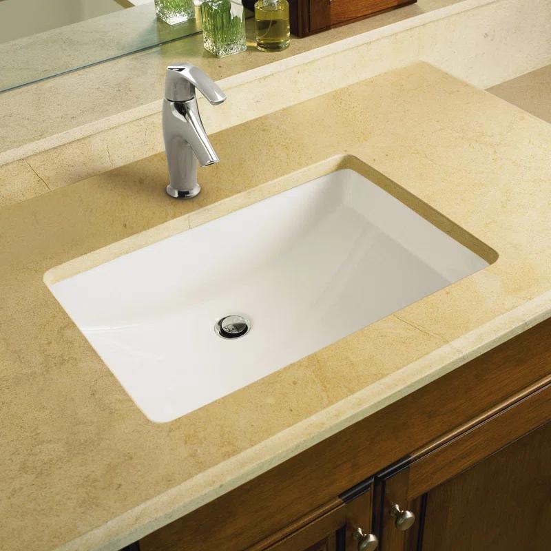 Ladena Classic White Rectangular Undermount Ceramic Sink