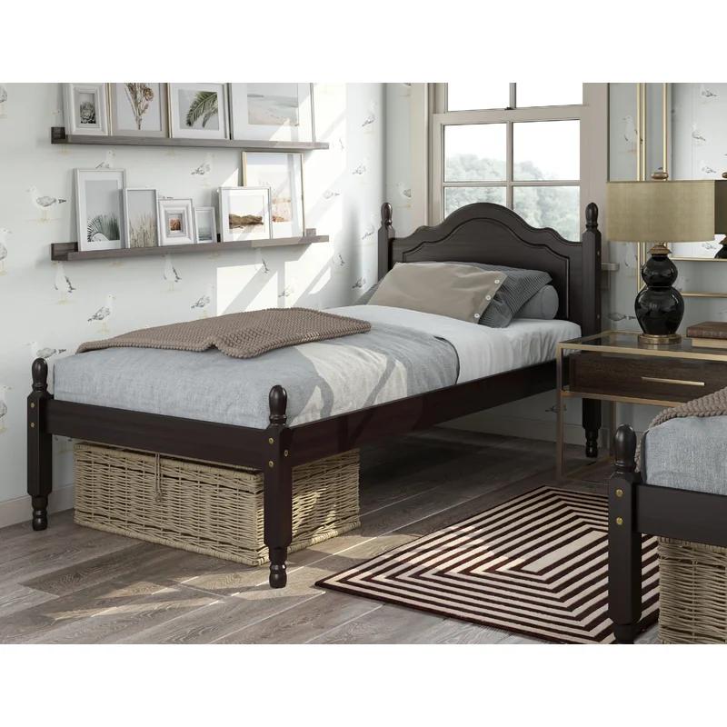 Reston Mission Twin Platform Bed with Drawer in Java Pine