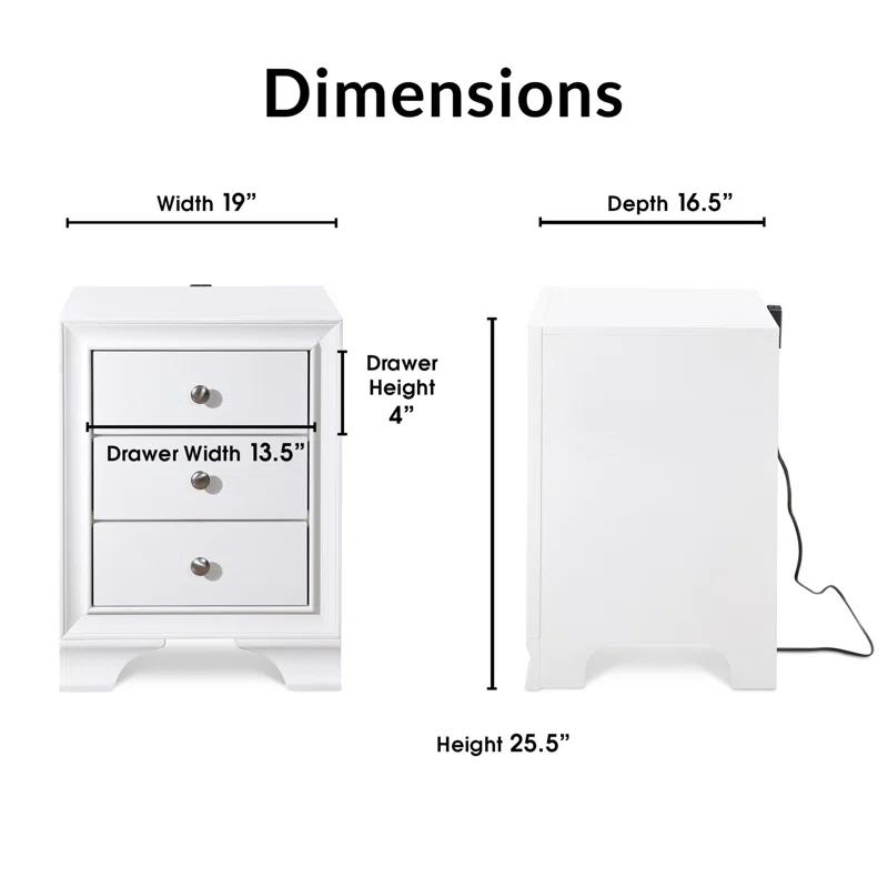 ClickDecor Edmond Wood Nightstand with Charging Station